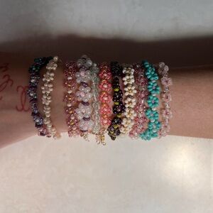 Colorful Flower Beaded Bracelet Set